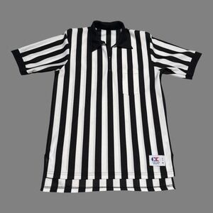 Vintage 90s Cliff Keen Athletic Referee Striped‎ Stained Jersey Men's Medium